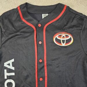 Toyota Baseball Jersey Black Red Racing Logo Button Up Shirt Mens Medium New
